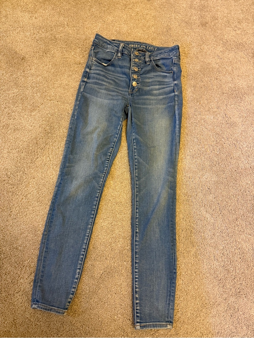 American Eagle Outfitters Skinny High-Rise Jeans - Medium Blue Wash